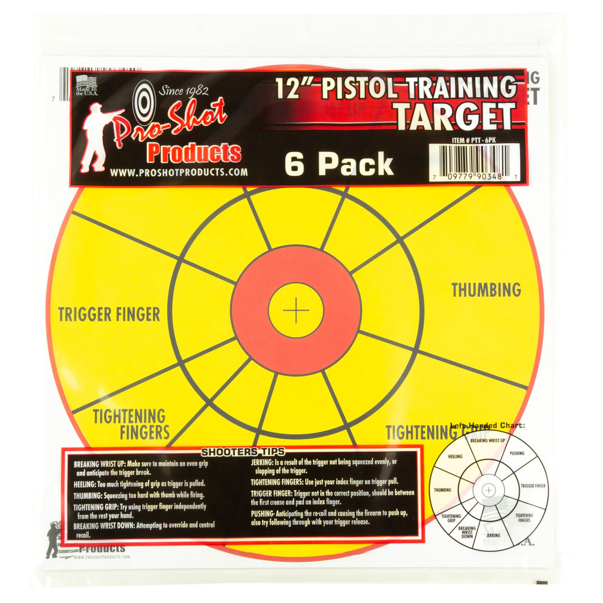 Proshot 12" Bullseye Pistol Trng 6pk